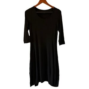 Eileen fisher black midi dress size xs
